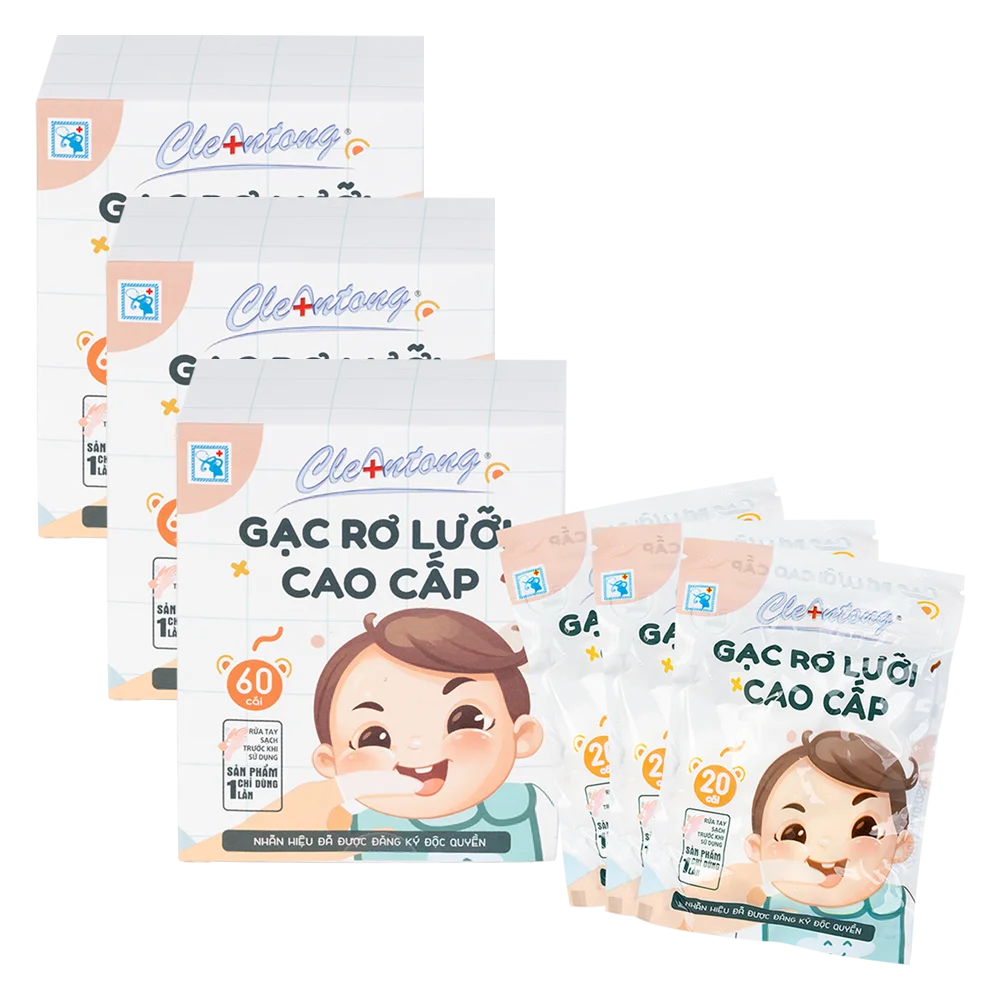 Combo 3 Gạc rơ lưỡi cao cấp CleAntong (PE, 60 cái/hộp)