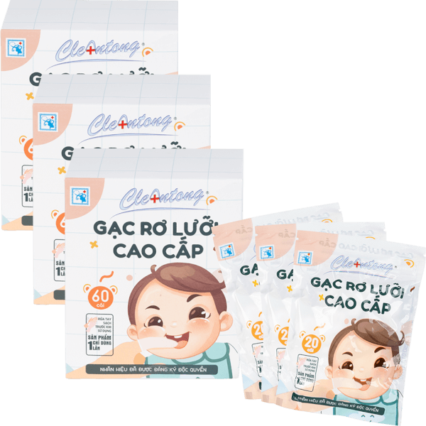 Combo 3 Gạc rơ lưỡi cao cấp CleAntong (PE, 60 cái/hộp)