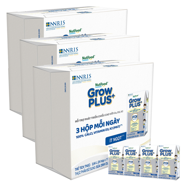 Combo 3 th&ugrave;ng Thực phẩm bổ sung sữa dinh dưỡng pha sẵn GrowPLUS+ (Bạc), 4x110ml (tr&ecirc;n 1 tuổi) - Lốc