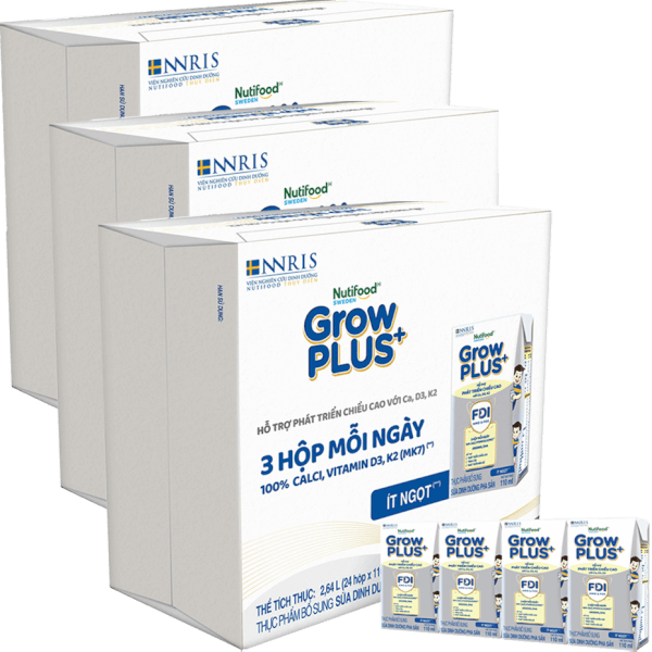 Combo 3 thùng Thực phẩm bổ sung sữa dinh dưỡng pha sẵn GrowPLUS+ (Bạc), 4x110ml (trên 1 tuổi) - Lốc