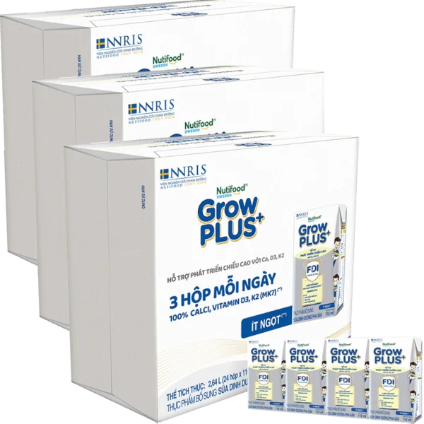 Combo 3 thùng Thực phẩm bổ sung sữa dinh dưỡng pha sẵn GrowPLUS+ (Bạc), 4x110ml (trên 1 tuổi) - Lốc