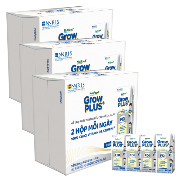 Combo 3 th&ugrave;ng  Thực phẩm bổ sung sữa dinh dưỡng pha sẵn GrowPLUS+ (Bạc), 4x180ml (tr&ecirc;n 1 tuổi) - Lốc