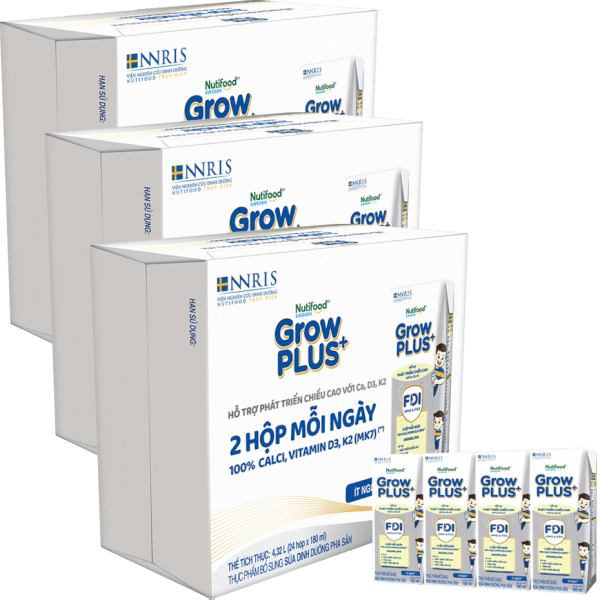 Combo 3 thùng  Thực phẩm bổ sung sữa dinh dưỡng pha sẵn GrowPLUS+ (Bạc), 4x180ml (trên 1 tuổi) - Lốc
