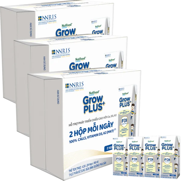 Combo 3 thùng  Thực phẩm bổ sung sữa dinh dưỡng pha sẵn GrowPLUS+ (Bạc), 4x180ml (trên 1 tuổi) - Lốc