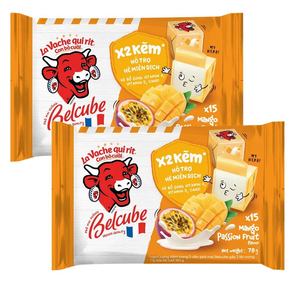 Combo 2 Phô mai BelCube hương xoài chanh dây 78g