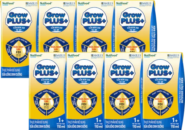 Combo 2 Sữa GrowPLUS+ Sữa non Vàng 1+ 110ml (lốc 4 hộp)