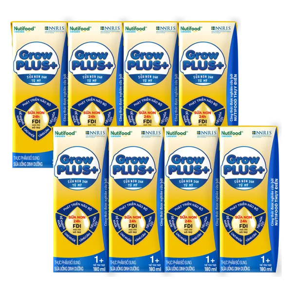 Combo 2 Sữa GrowPLUS+ Sữa non Vàng 1+ 180ml (lốc 4 hộp)