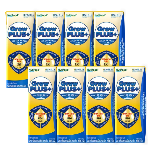 Combo 2 Sữa GrowPLUS+ Sữa non Vàng 2+ 180ml (lốc 4 hộp)