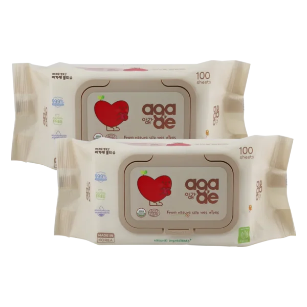 Combo 2 Khăn ướt chiết xuất tự nhiên Aga-ae, 100 tờ