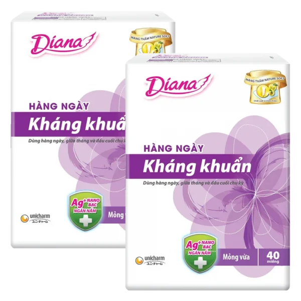 Combo 2 Băng vệ sinh Diana Sensi hàng ngày kháng khuẩn (40 miếng)