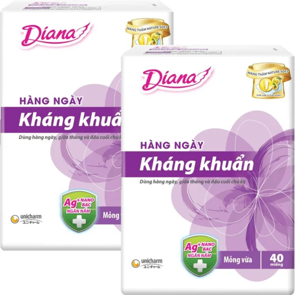 Combo 2 Băng vệ sinh Diana Sensi hàng ngày kháng khuẩn (40 miếng)