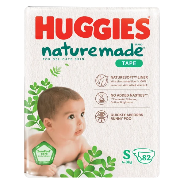 Combo 4 Bỉm tã dán Huggies Platinum Nature Made size S 82 miếng (4-8kg)