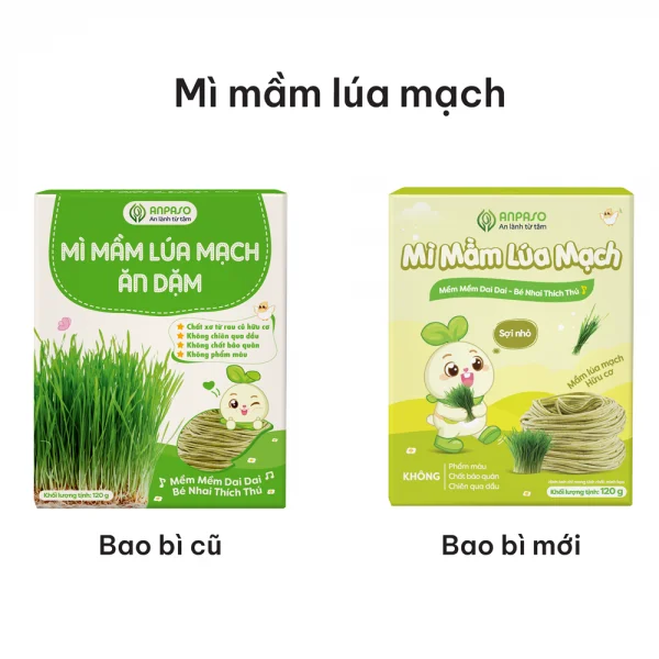 Combo 2 Mì mầm lúa mạch ăn dặm cho bé Anpaso 120g *giao bao bì ngẫu nhiên
