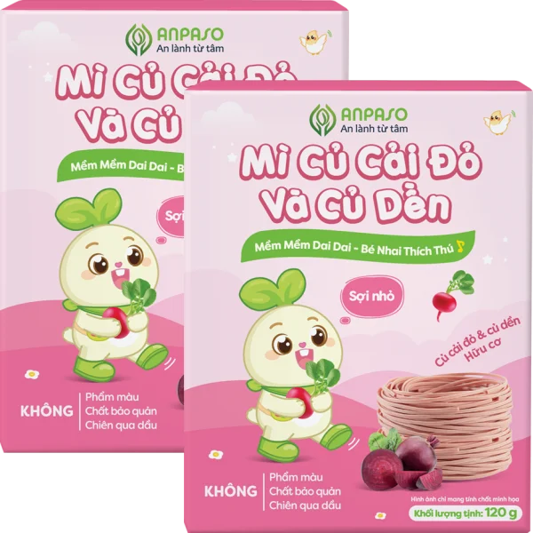 Combo 2 Mì củ cải đỏ & củ dền ăn dặm Anpaso *giao bao bì ngẫu nhiên