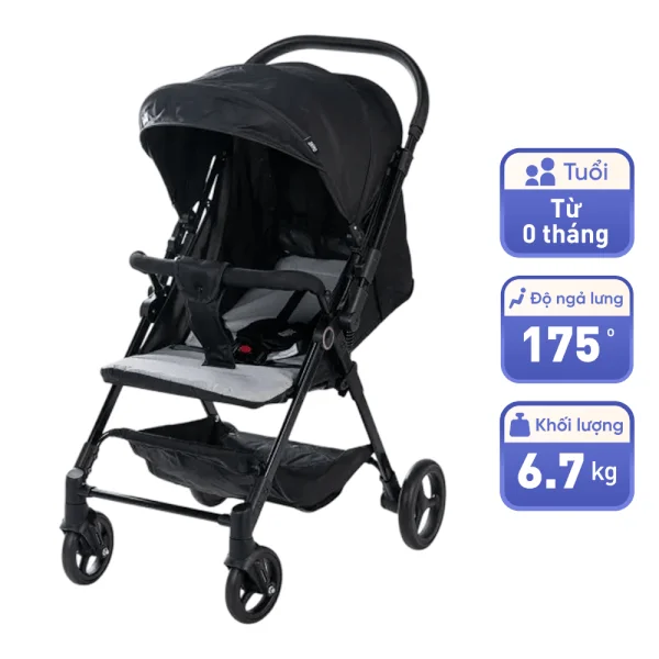 Xe đẩy 2 chiều Animo Q1 (Xám + Đen)