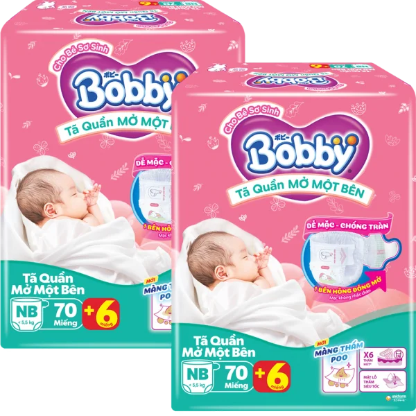 Combo 2 Bobby Quần Mở Một Bên Newborn 70M *giao bao bì ngẫu nhiên