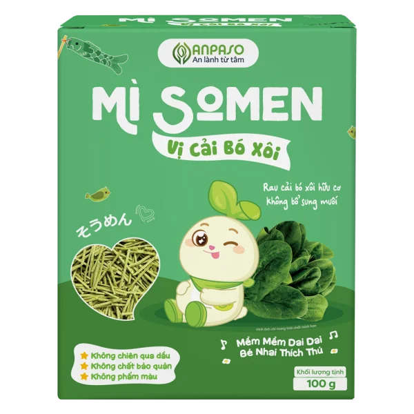 Mì Somen ăn dặm vị cải bó xôi Anpaso 100g *giao bao bì ngẫu nhiên