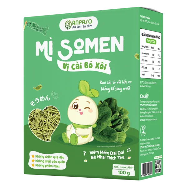 Mì Somen ăn dặm vị cải bó xôi Anpaso 100g *giao bao bì ngẫu nhiên