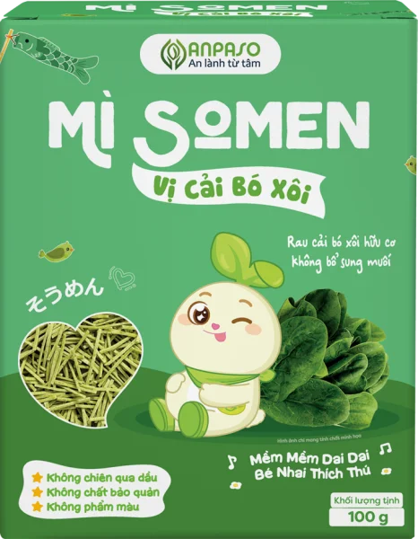 Mì Somen ăn dặm vị cải bó xôi Anpaso 100g *giao bao bì ngẫu nhiên