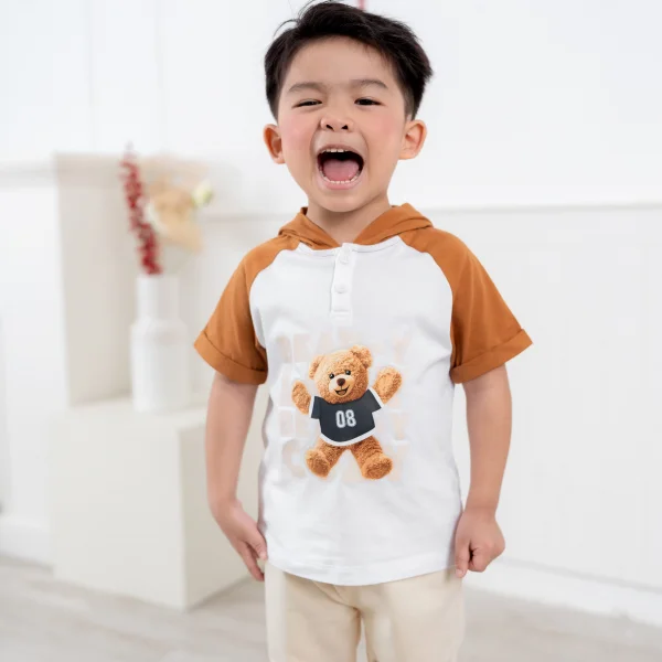 Bộ bé trai tay ngắn quần dài có nón Animo HN1125008 (1-6Y,Trắng-kem, NN02)