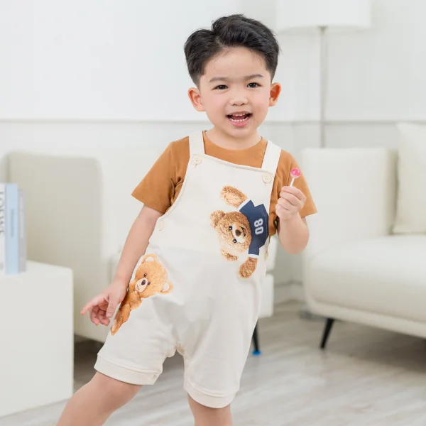 Bộ yếm bé trai ngắn Animo HN1125007 (1-4Y,Kem-nâu, NN02)