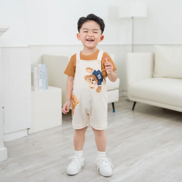 Bộ yếm bé trai ngắn Animo HN1125007 (1-4Y,Kem-nâu, NN02)