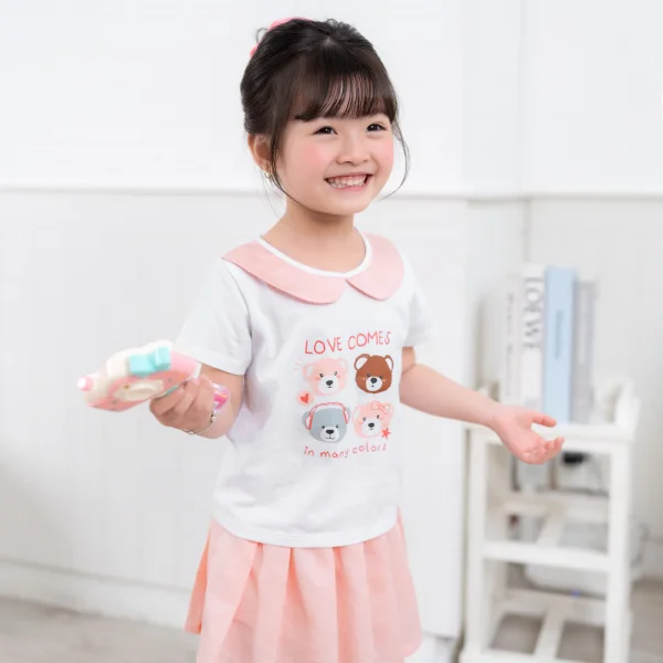 Bộ bé gái váy xếp li Animo LU1125043 (1-6Y,Trắng-hồng,TT02)