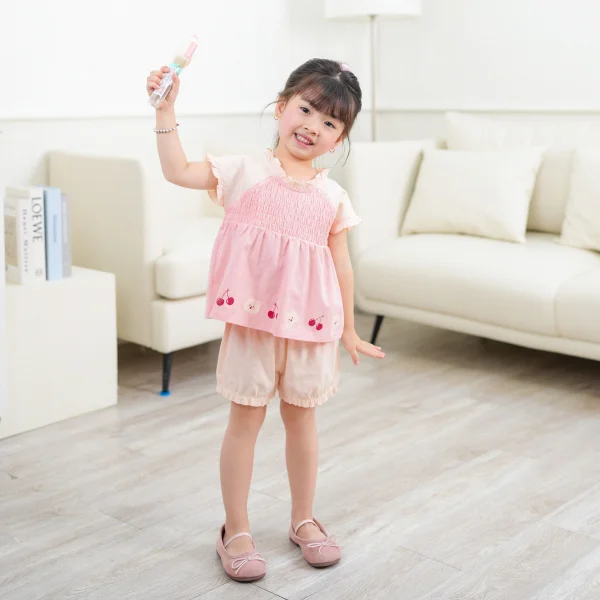 Bộ bé gái nhún ngực Animo LU1125044 (1-6Y,Hồng-kem,TT01)