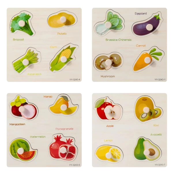 Combo 2 miếng ghép gỗ học tập về rau củ quả có tiếng anh YN667383 C509