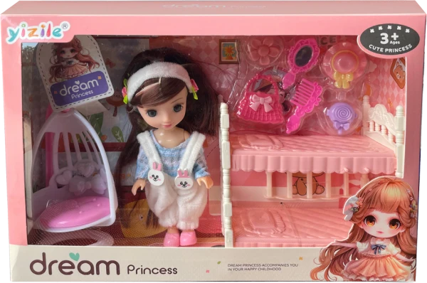 Bộ búp bê công chúa cao cấp gồm giường ngủ, xích đu và phụ kiện RFD666824 C509