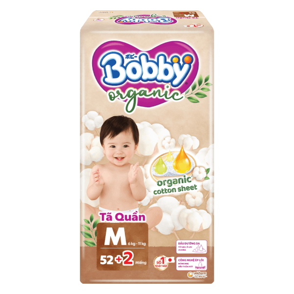 Tã quần Bobby Organic M52 Miếng (+2 miếng)