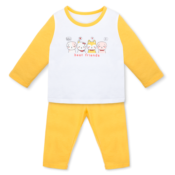 Bộ bé gái dài Animo Easy TX0126047 (1-4Y,Trắng-vàng,TT02)
