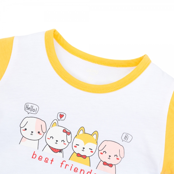 Bộ bé gái dài Animo Easy TX0126047 (1-4Y,Trắng-vàng,TT02)