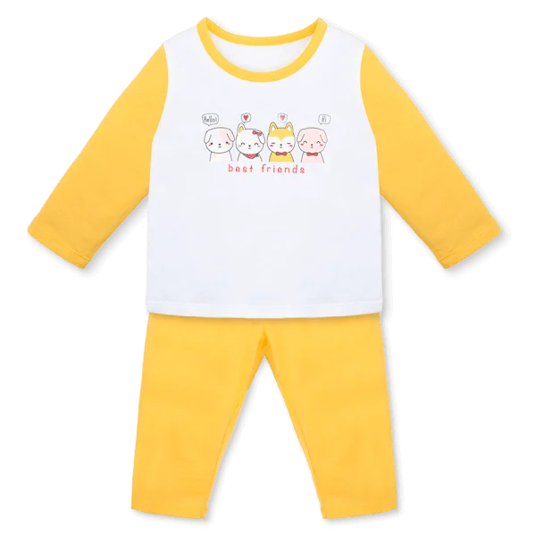 Bộ bé gái dài Animo Easy TX0126047 (1-4Y,Trắng-vàng,TT02)