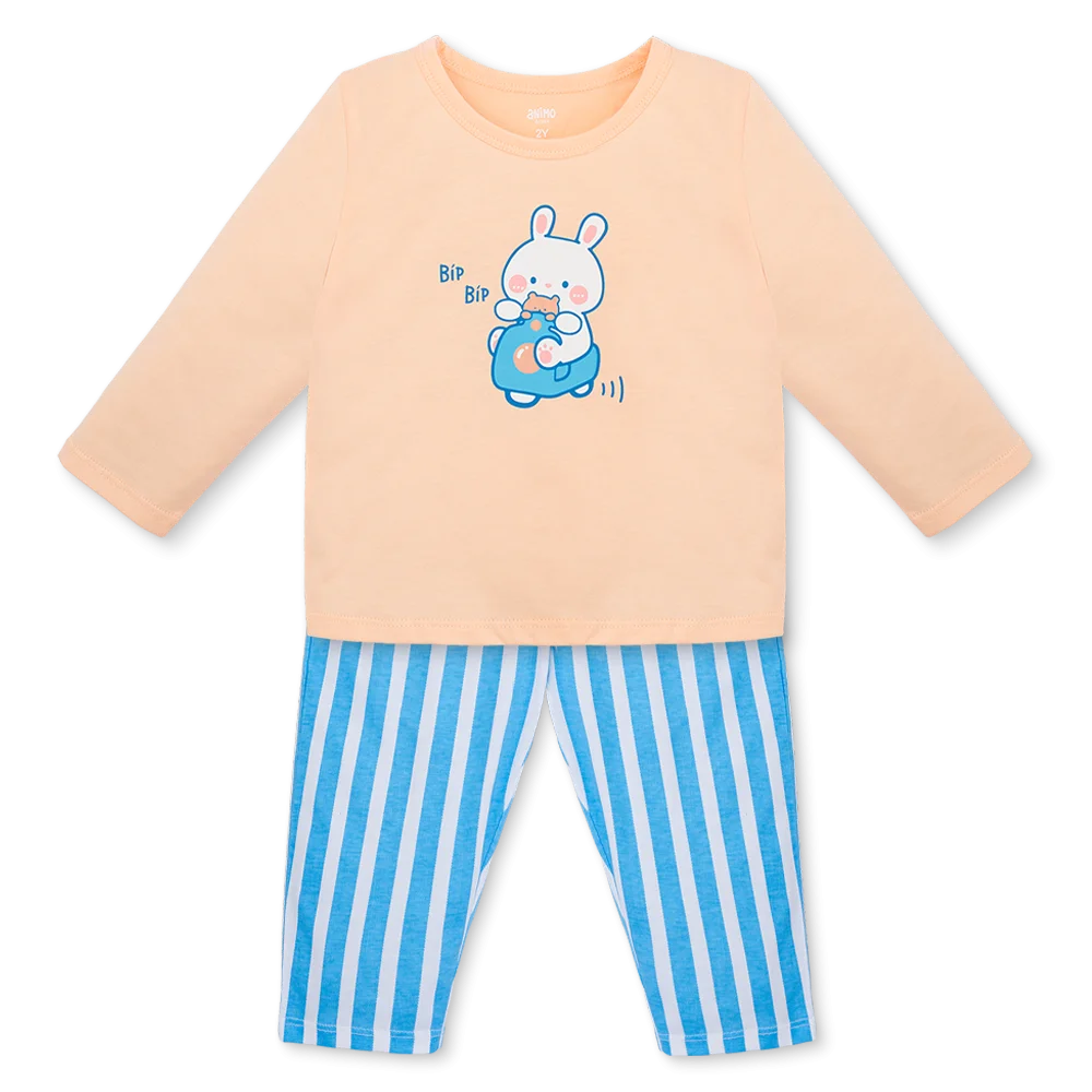 Bộ bé gái dài Animo Easy TX0126046 (1-4Y,Cam sữa-trắng,TT02)