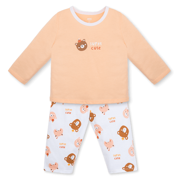 Bộ bé gái dài Animo Easy TX0126045 (1-4Y,Cam sữa-trắng,TT01)