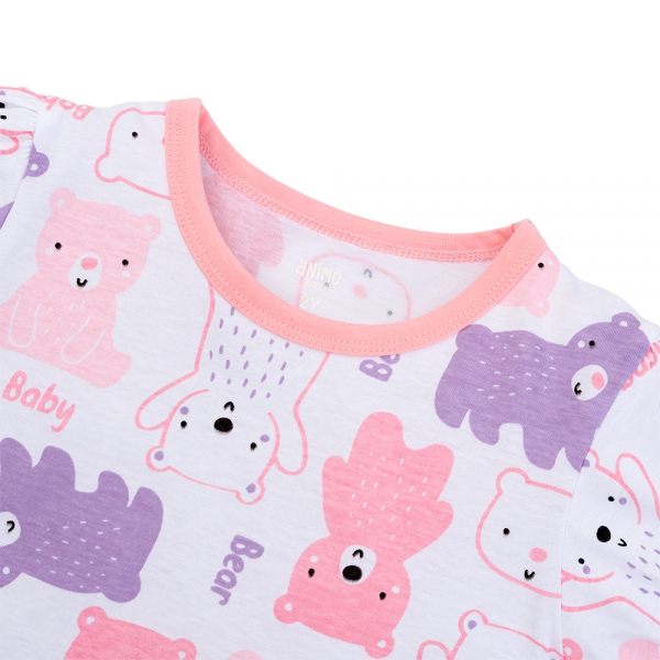 Bộ bé gái ngắn Animo Easy TX1225045 (1-4Y,Trắng-hồng,TT04)