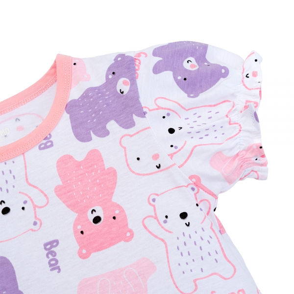 Bộ bé gái ngắn Animo Easy TX1225045 (1-4Y,Trắng-hồng,TT04)