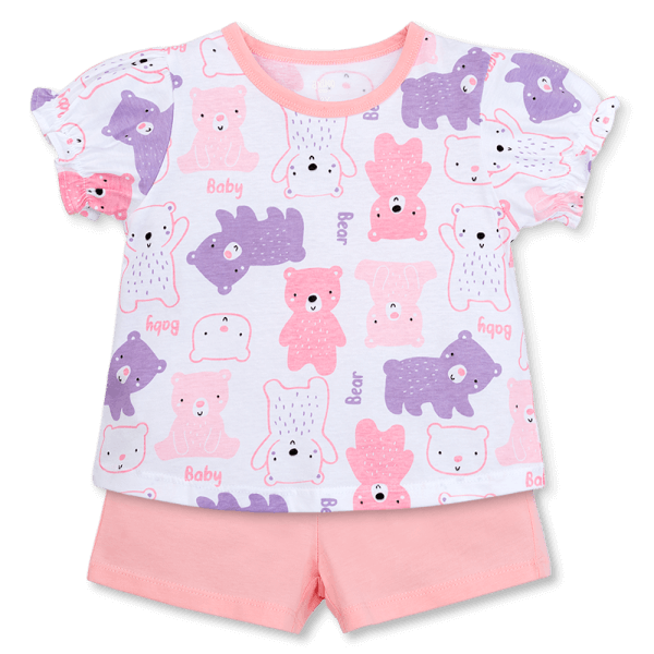 Bộ bé gái ngắn Animo Easy TX1225045 (1-4Y,Trắng-hồng,TT04)