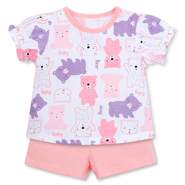 Bộ bé gái ngắn Animo Easy TX1225045 (1-4Y,Trắng-hồng,TT04)