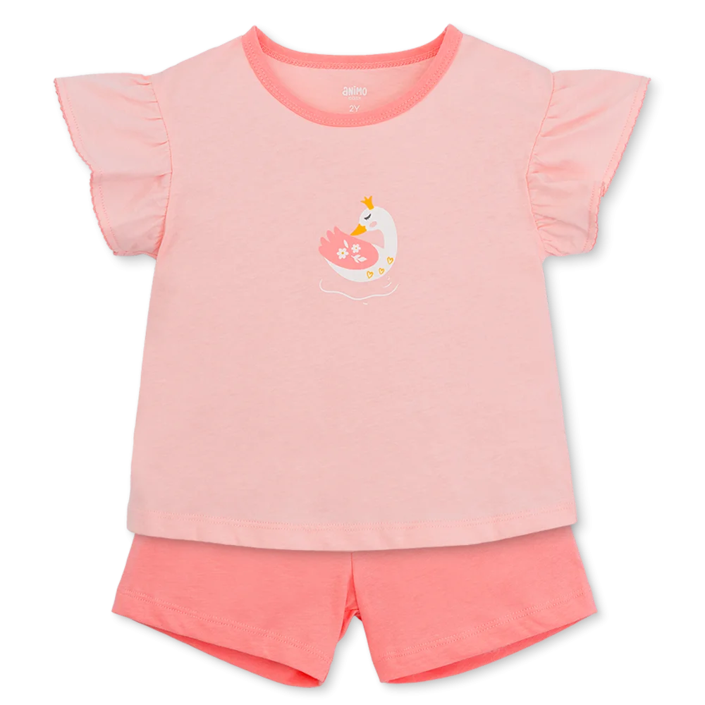 Bộ bé gái ngắn Animo Easy LU1125018 (1-4Y,Hồng,TT01)