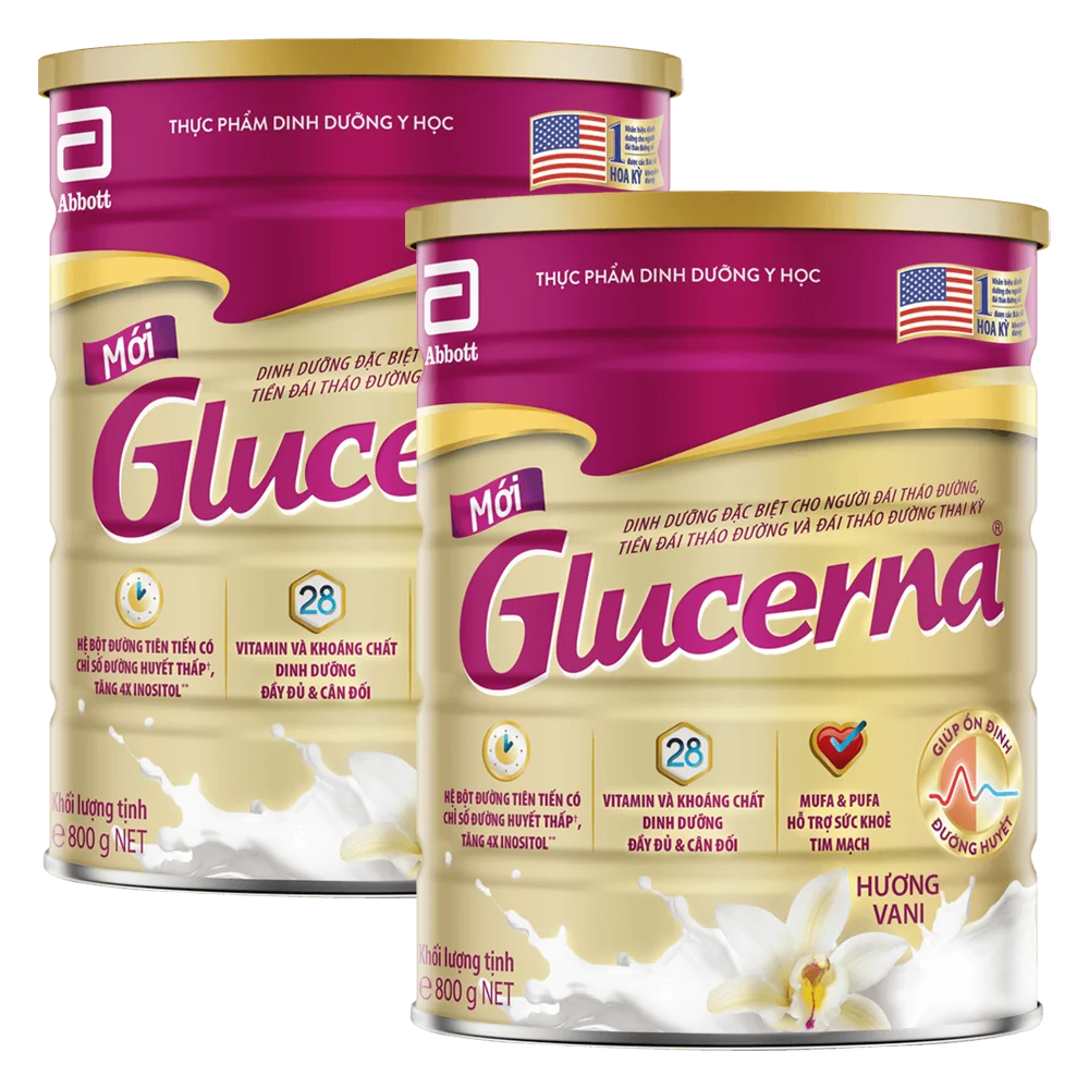 Combo 2 Thực phẩm dinh dưỡng y học Glucerna hương vani 800g