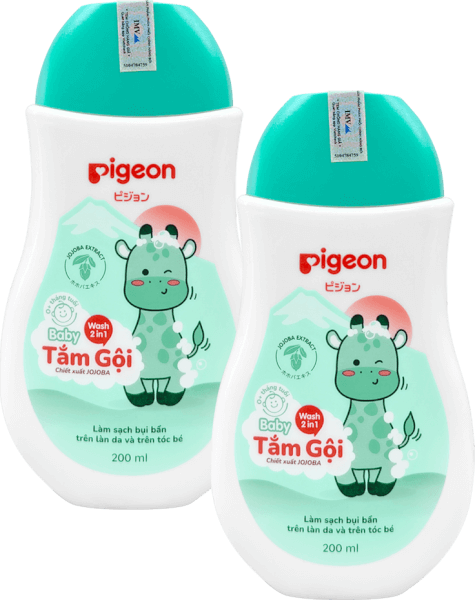 Combo 2 Tắm gội dịu nhẹ Pigeon Jojoba 200ml (không paraben)