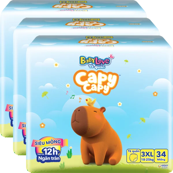 Combo 3 Tã quần Babylove Capy Capy XXXL34 Miếng