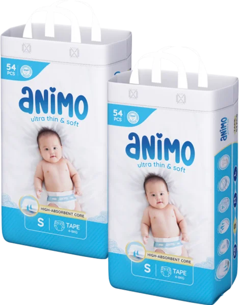 Combo 2 Tã dán Animo Siêu Mềm Thoáng (S, 54 miếng)