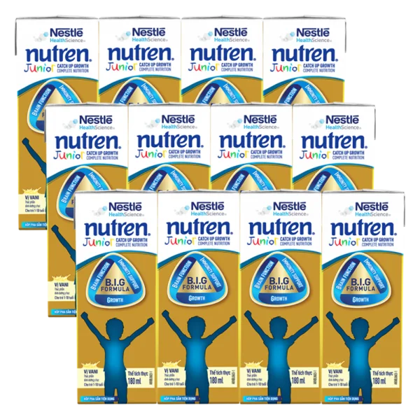 Combo 3 lốc Thực phẩm dinh dưỡng y học Nutren Junior 180ml (1 -10 tuổi) (Lốc 4 hộp)