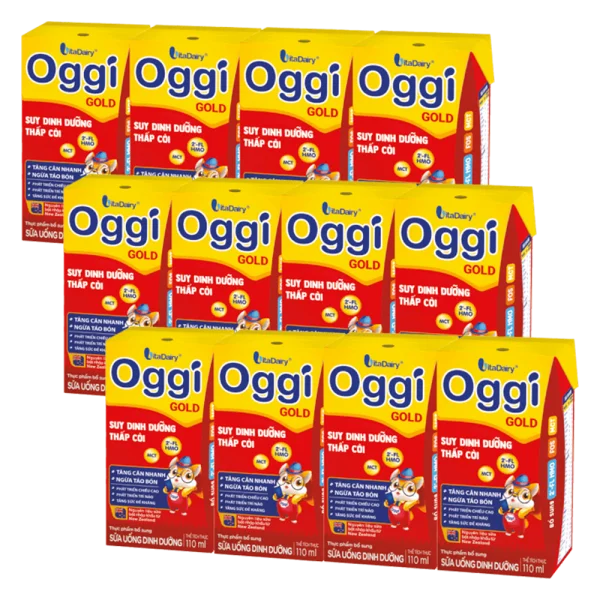 Combo 3 lốc Sữa uống dinh dưỡng Oggi Gold 110ml, lốc 4 hộp (trên 1 tuổi)