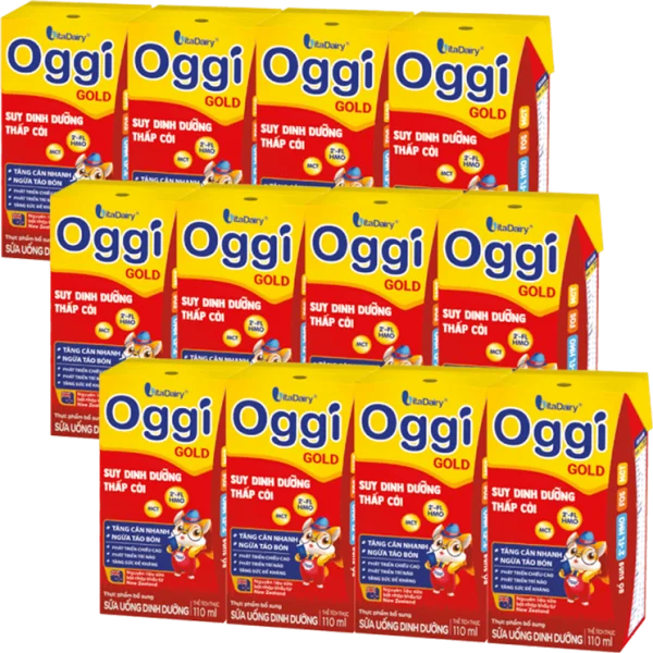 Combo 3 lốc Sữa uống dinh dưỡng Oggi Gold 110ml, lốc 4 hộp (trên 1 tuổi)