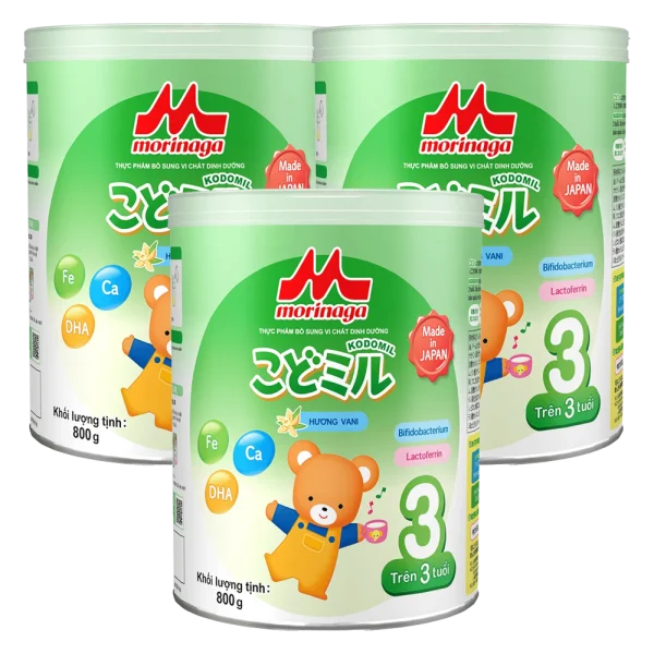 Combo 3 Morinaga số 3 Hương vani (Kodomil), trên 3 tuổi, 800g