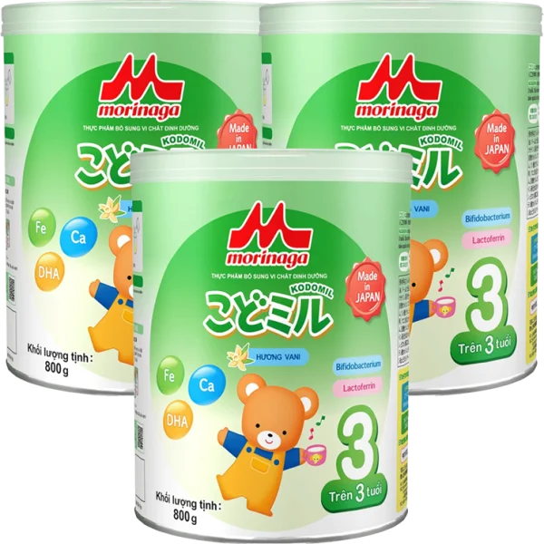 Combo 3 Morinaga số 3 Hương vani (Kodomil), trên 3 tuổi, 800g